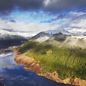 Snow capped mountains in Kahurangi National Park.