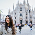 Tourist woman posing near Duomo cathedral in Milan, Italy, Europe
1225551300