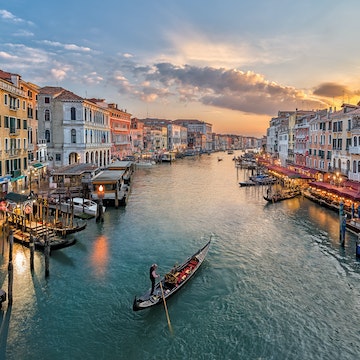 Italy, Venice, Elevated view of canal in city