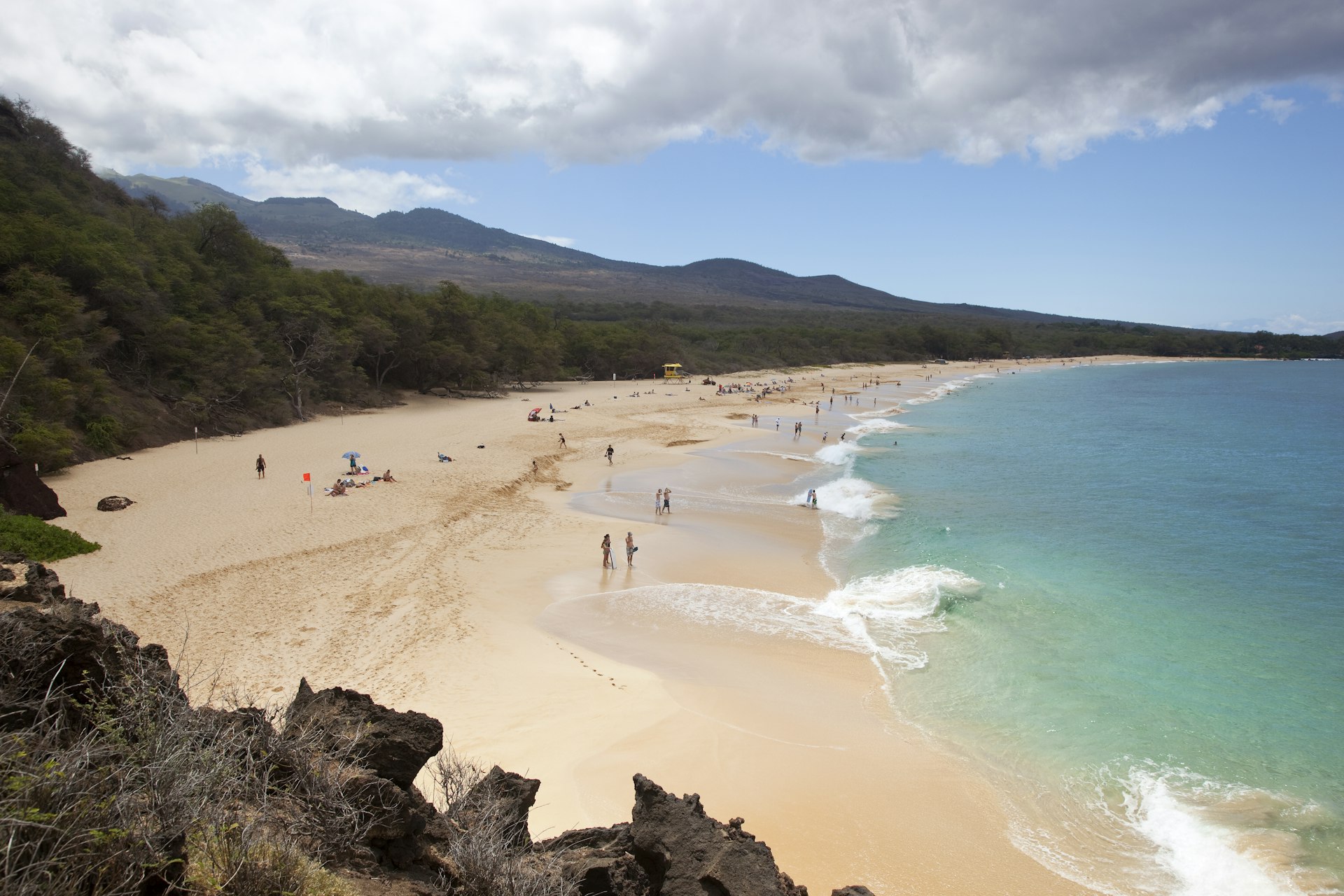 A wide-angle shot of Oneloa Beach/Big Beach, Maui, Hawaii