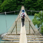 Yumenotsuribashi (suspended bridge of dreams in Sumata Gorge, Shizuoka Prefecture, Japan