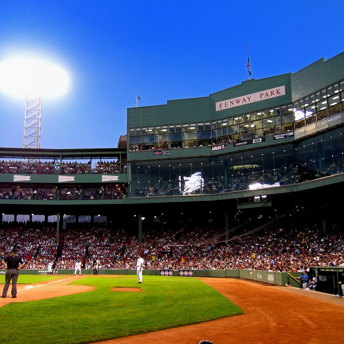 Baseball game in Fenway Park, Boston, Massachusetts.