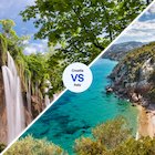 Tour Croatia's dazzling Plitvice Lakes or Italy's Gulf of Orosei and people sunbathing at the beach in Cala Gonone.